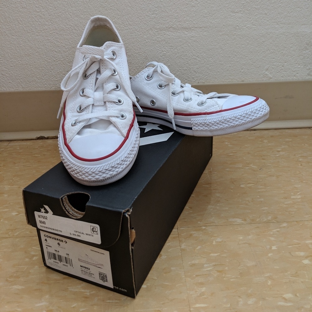 White Low-Top Converse, Women's Size 6